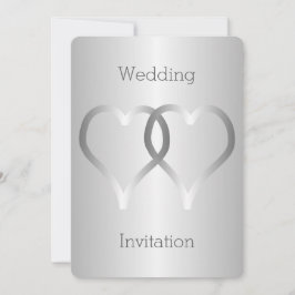 Huwelijksuitnodiging Silver Hearts Kaart