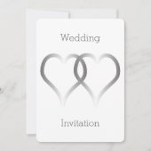 Huwelijksuitnodiging Silver Hearts Kaart (Voorkant)