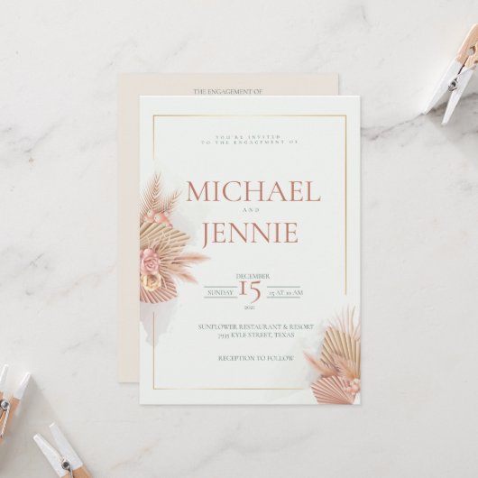 huwelijksuitnodiging sjablonen kaart (Voorkant / Achterkant in situ)