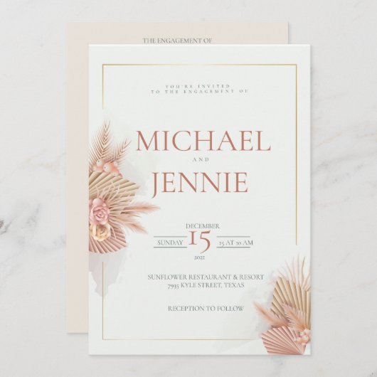 huwelijksuitnodiging sjablonen kaart (Voorkant / Achterkant)