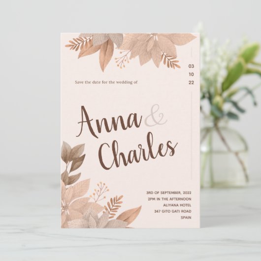 huwelijksuitnodiging sjablonen kaart (Staand voorkant)