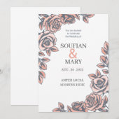 huwelijksuitnodiging sjablonen kaart (Voorkant / Achterkant)