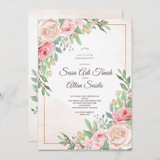 huwelijksuitnodiging sjablonen kaart (Voorkant / Achterkant)