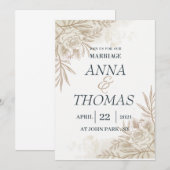 huwelijksuitnodiging sjablonen kaart (Voorkant / Achterkant)