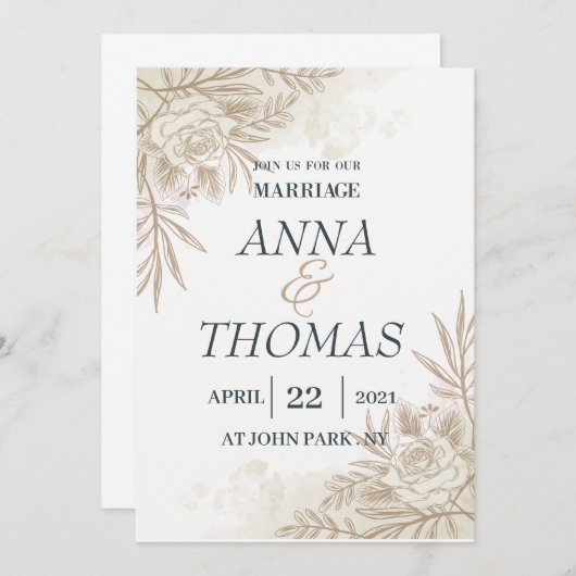 huwelijksuitnodiging sjablonen kaart (Voorkant / Achterkant)