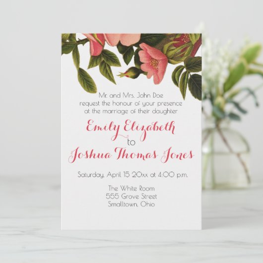 Huwelijksuitnodiging Sjabloon  Bloem Custom Kaart (Staand voorkant)