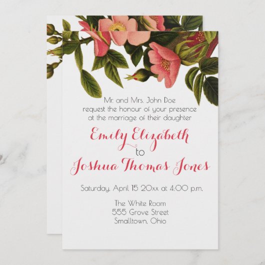 Huwelijksuitnodiging Sjabloon  Bloem Custom Kaart (Voorkant / Achterkant)