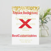 Huwelijksuitnodiging Sjabloon met gouden Confetti Kaart (Staand voorkant)