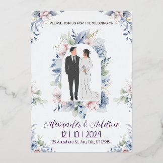 Huwelijksuitnodiging Sjabloon, Printable Wedding Folie Uitnodiging