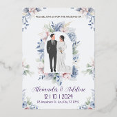 Huwelijksuitnodiging Sjabloon, Printable Wedding Folie Uitnodiging (Voorkant)