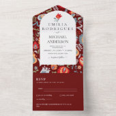 Huwelijksuitnodiging Spaans Engels Rsvp FOLKART All In One Uitnodiging (Binnen)