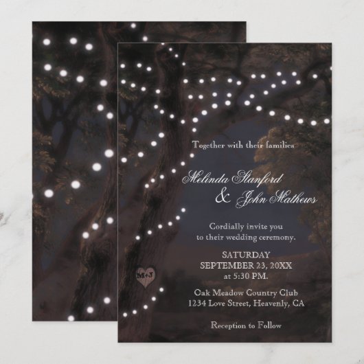 huwelijksuitnodiging | String Lights Kaart (Voorkant / Achterkant)