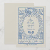 Huwelijksuitnodiging Tarot Thema - Save Date - Bla Kaart (Voorkant / Achterkant)