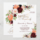 Huwelijksuitnodiging template 50ste verjaardag kaart (Voorkant / Achterkant)