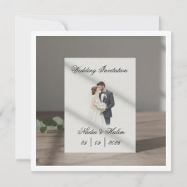 Huwelijksuitnodiging Template met Romantisch Paar  Kaart