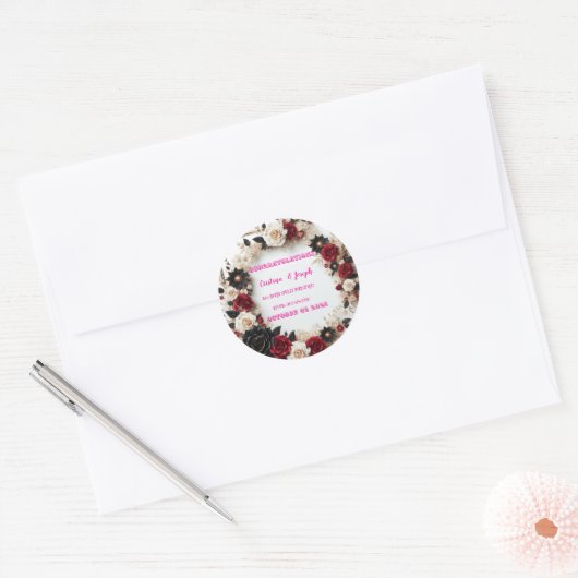 Huwelijksuitnodiging Template Ronde Sticker (Envelop)