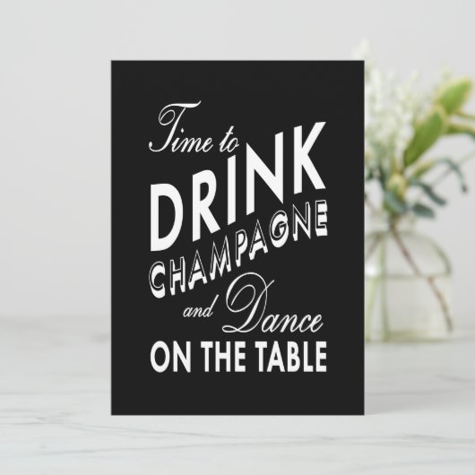 Huwelijksuitnodiging - Tijd om Champagne te Drinke Kaart (Staand voorkant)