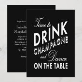 Huwelijksuitnodiging - Tijd om Champagne te Drinke Kaart (Voorkant / Achterkant)