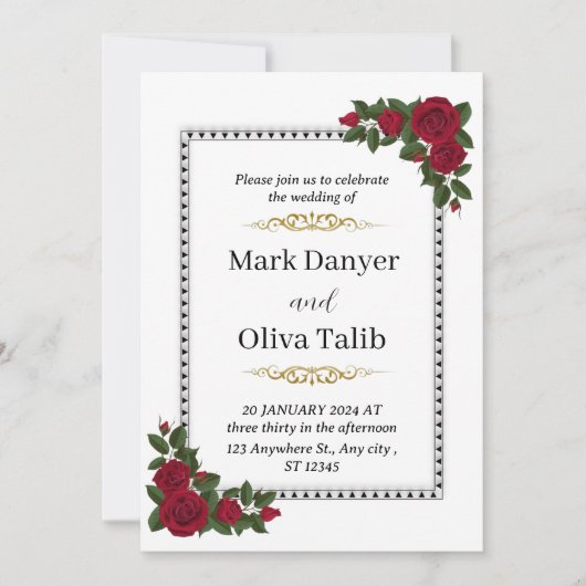 huwelijksuitnodiging | Tijdloos en  Kaart (Voorkant)