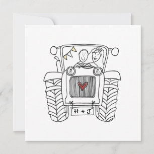 Huwelijksuitnodiging Tractor op het Land Kaart