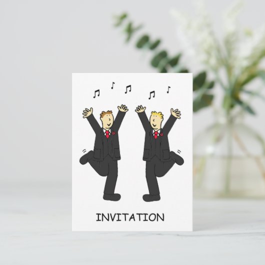 Huwelijksuitnodiging Twee Bruidegoms Dansen Uitnodiging Briefkaart (Staand voorkant)