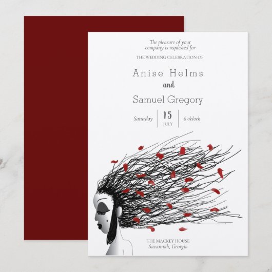 Huwelijksuitnodiging Uniek, grillig Kaart (Voorkant / Achterkant)