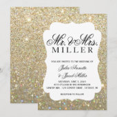 Huwelijksuitnodiging - Uw dag Gold Glitter Kaart (Voorkant / Achterkant)
