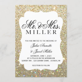 Huwelijksuitnodiging - Uw dag Gold Glitter Kaart