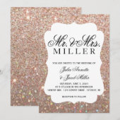 Huwelijksuitnodiging - Uw dag Roos Gold Glitter Kaart (Voorkant / Achterkant)