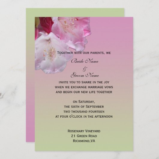 huwelijksuitnodiging van bride en groom kaart (Voorkant / Achterkant)