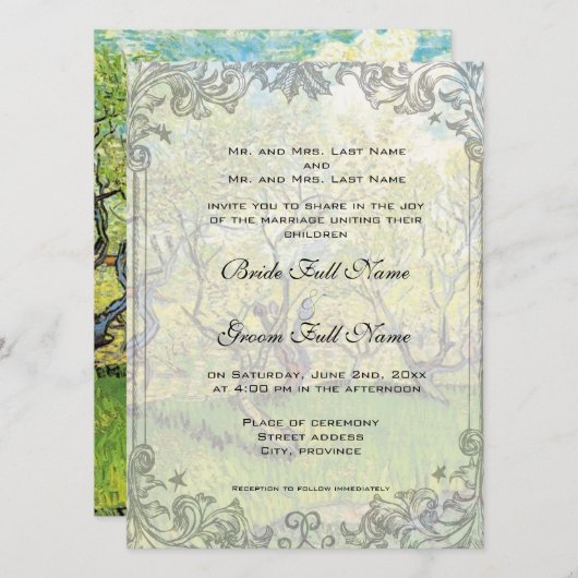 huwelijksuitnodiging van bruid- en bruinouders kaart (Voorkant / Achterkant)