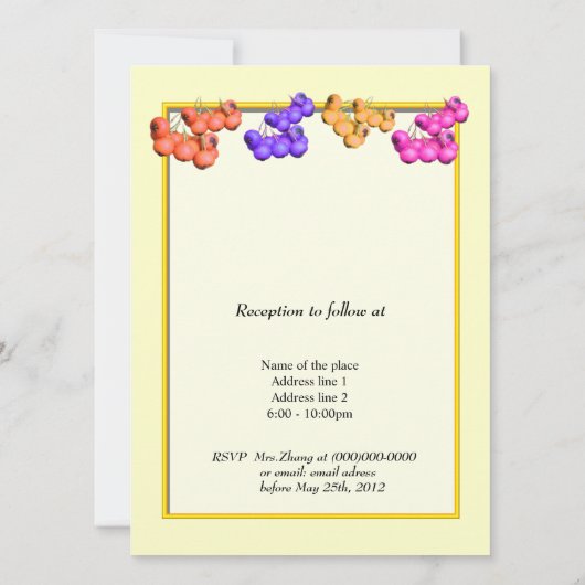 huwelijksuitnodiging van bruid- en bruinouders; kaart (Achterkant)