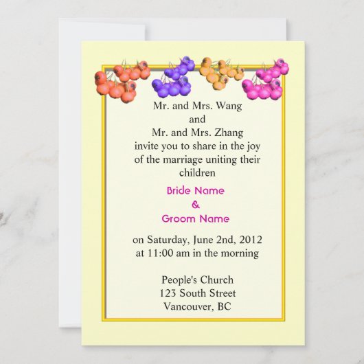 huwelijksuitnodiging van bruid- en bruinouders; kaart (Voorkant)