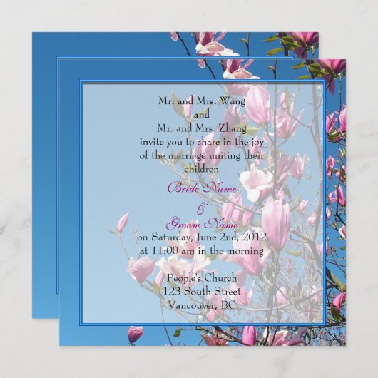 huwelijksuitnodiging van bruid- en bruinouders kaart (Voorkant / Achterkant)