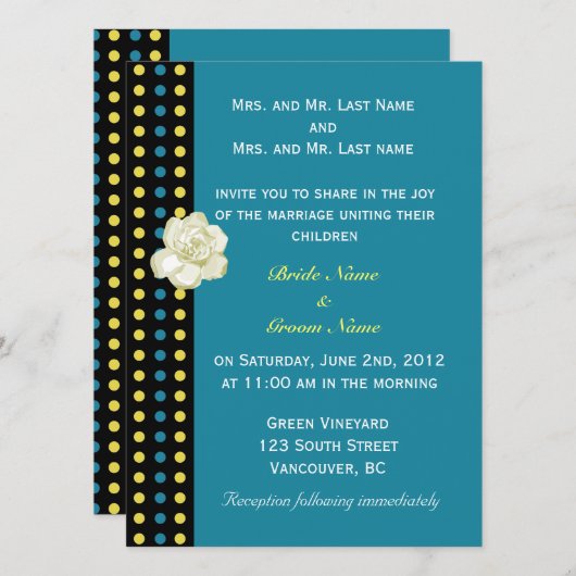 huwelijksuitnodiging van de ouders van bride en gr kaart (Voorkant / Achterkant)