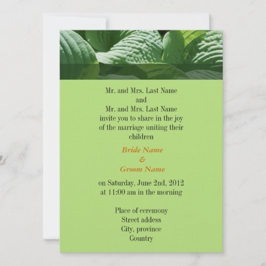 huwelijksuitnodiging van de ouders van bride en gr kaart (Voorkant)