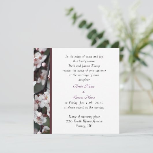 huwelijksuitnodiging van de ouders van bride kaart (Staand voorkant)