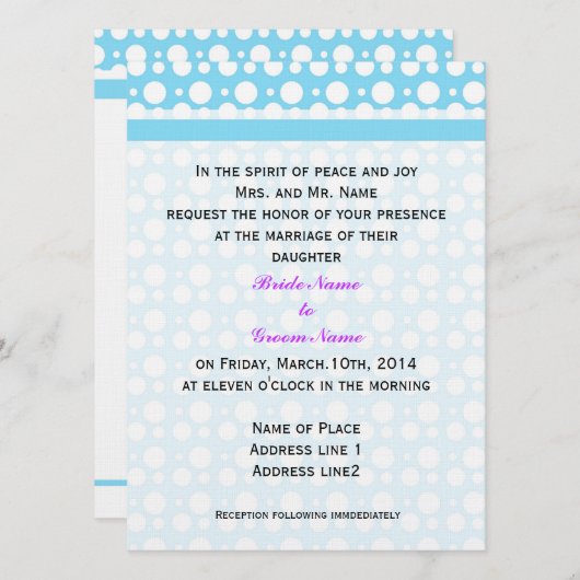 huwelijksuitnodiging van de ouders van bruid en gr kaart (Voorkant / Achterkant)