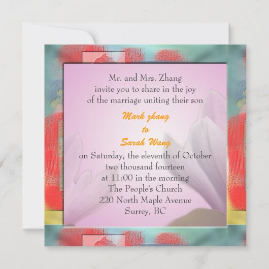 huwelijksuitnodiging van de ouders van groom kaart (Voorkant)