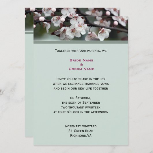 huwelijksuitnodiging van het paar kaart (Voorkant / Achterkant)