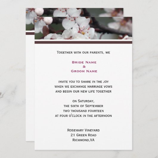 huwelijksuitnodiging van het paar kaart (Voorkant / Achterkant)