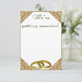 Huwelijksuitnodiging verguld lijst kaart (Staand voorkant)