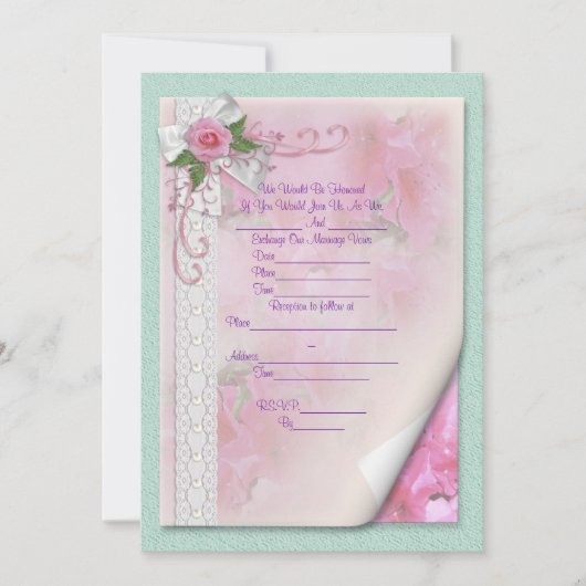 Huwelijksuitnodiging Victoriaans roos Kaart (Voorkant)