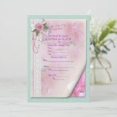 Huwelijksuitnodiging Victoriaans roos Kaart (Staand voorkant)