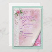 Huwelijksuitnodiging Victoriaans roos Kaart (Voorkant / Achterkant)