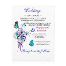 Huwelijksuitnodiging Vlinders en een blauwe madeli