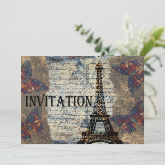  huwelijksuitnodiging voor de Parisiaanse bruiloft Kaart (Staand voorkant)