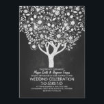 huwelijksuitnodiging voor een trouwe chalkboard -  kaart<br><div class="desc">Mooie uitnodiging voor een bruiloft met boomillustratie en vertakkingen vol bloesems,  bladeren en gloeiende liefdesharten. Perfect casual uitnodiging voor je rijke land bruiloft met boom.</div>
