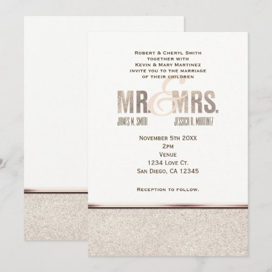 Huwelijksuitnodiging voor Mr. & Mrs. Champange Spa Kaart (Voorkant / Achterkant)