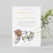 huwelijksuitnodiging voor tandem wereldkaart folie uitnodiging (Staand Voorkant)